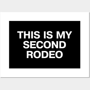 "THIS IS MY SECOND RODEO" in plain white all caps letters - cos you're not the noob, but barely Posters and Art